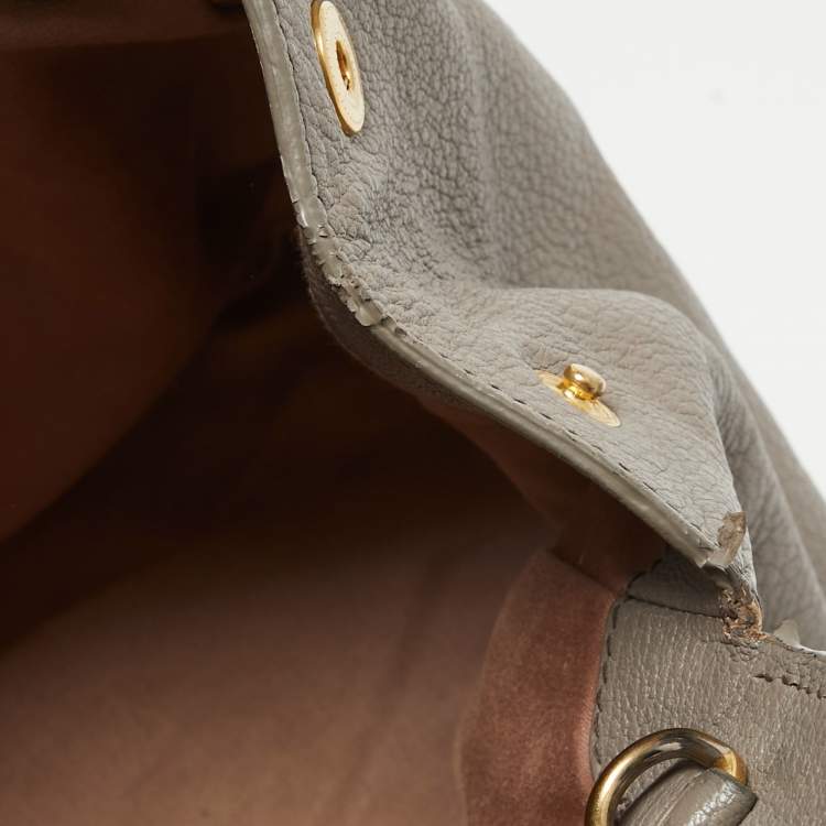 Pre Owned Miu Miu Grey Leather Turnlock Frame Satchel