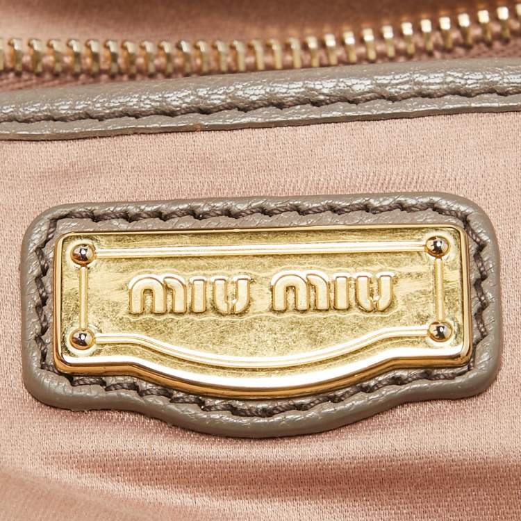 Pre Owned Miu Miu Grey Leather Turnlock Frame Satchel