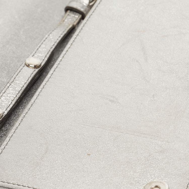 Pre Owned Miu Miu Grey Matelassé Leather Chain Crossbody Bag