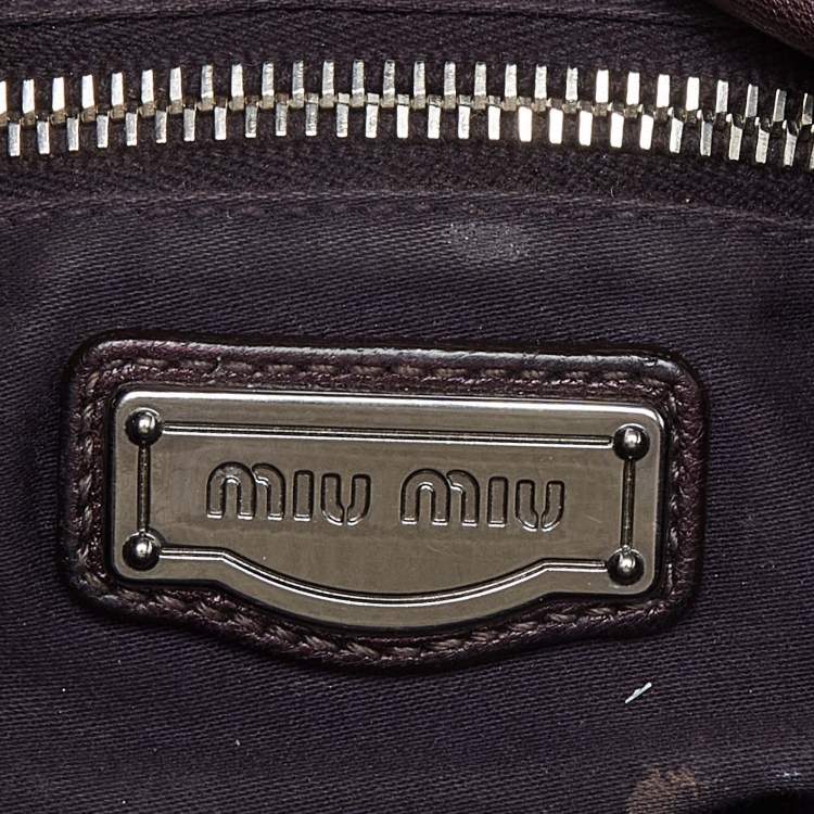 Pre Owned Miu Miu Purple Matelassé Leather Coffer Hobo