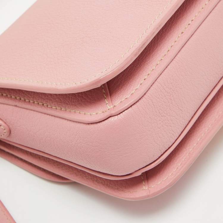 Pre Owned Miu Miu Pink Leather Pushlock Flap Top Handle Bag