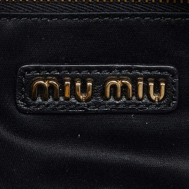 Pre Owned Miu Miu Black Matelassé Leather Top Zip Satchel