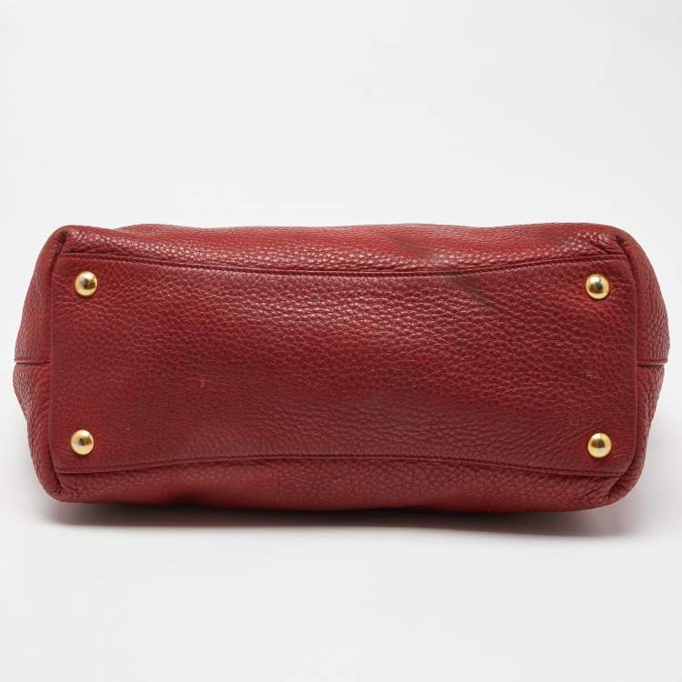 Pre Owned Miu Miu Red Leather Shopper Tote 