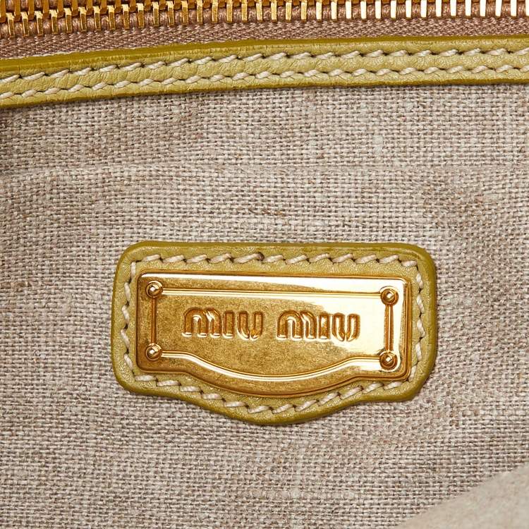 Pre Owned Miu Miu Green Vitello Daino Leather Tote