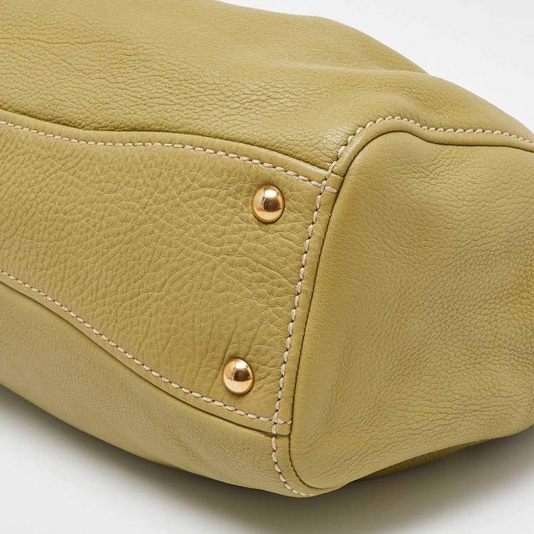 Pre Owned Miu Miu Green Vitello Daino Leather Tote
