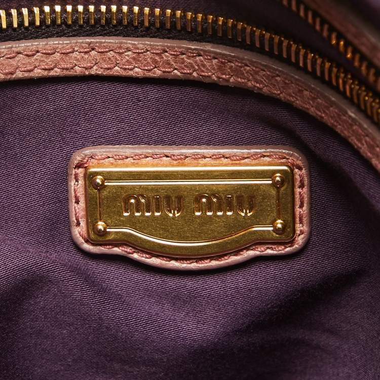 Pre Owned Miu Miu Old Rose Distressed Leather Charm Satchel
