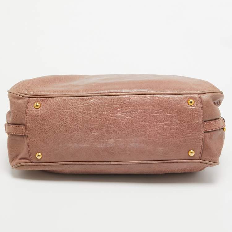 Pre Owned Miu Miu Old Rose Distressed Leather Charm Satchel