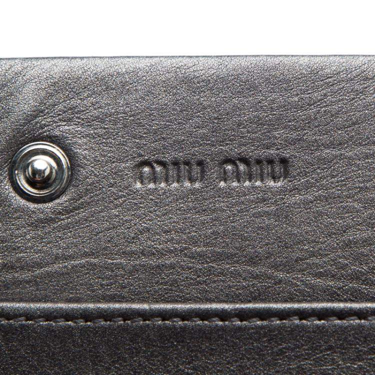 Pre Owned Miu Miu Dark Grey Leather Long Wallet