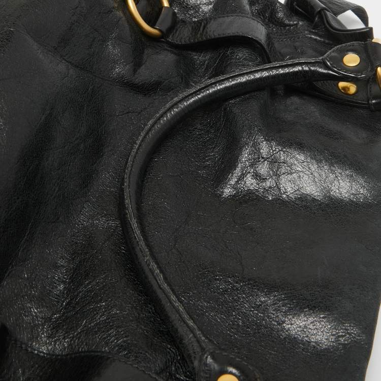 Pre Owned Miu Miu Black Leather Side Bow Hobo