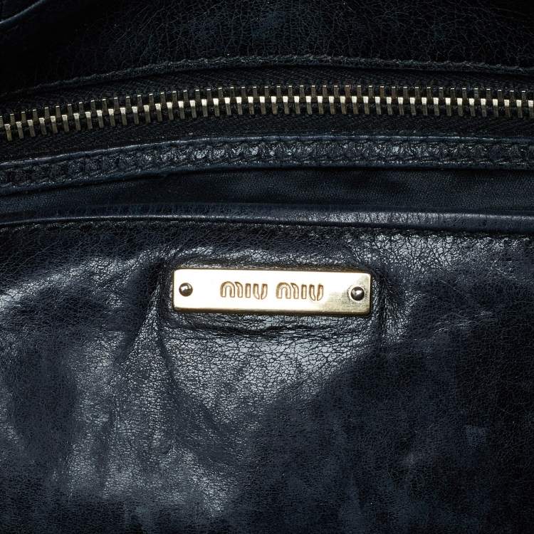 Pre Owned Miu Miu Black Matelassé Leather Flap Chain Shoulder Bag