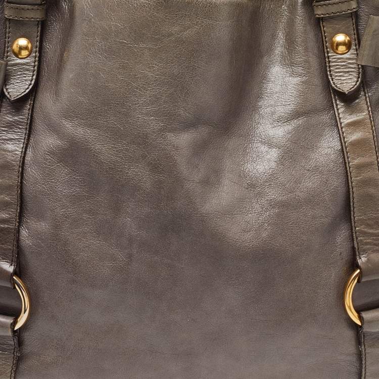 Pre Owned Miu Miu Grey Leather Bow Hobo
