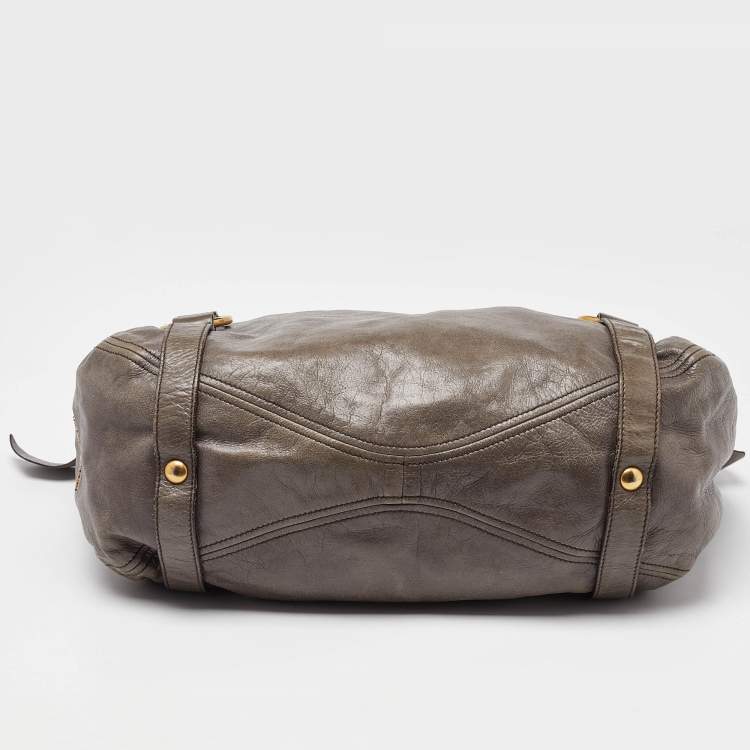 Pre Owned Miu Miu Grey Leather Bow Hobo