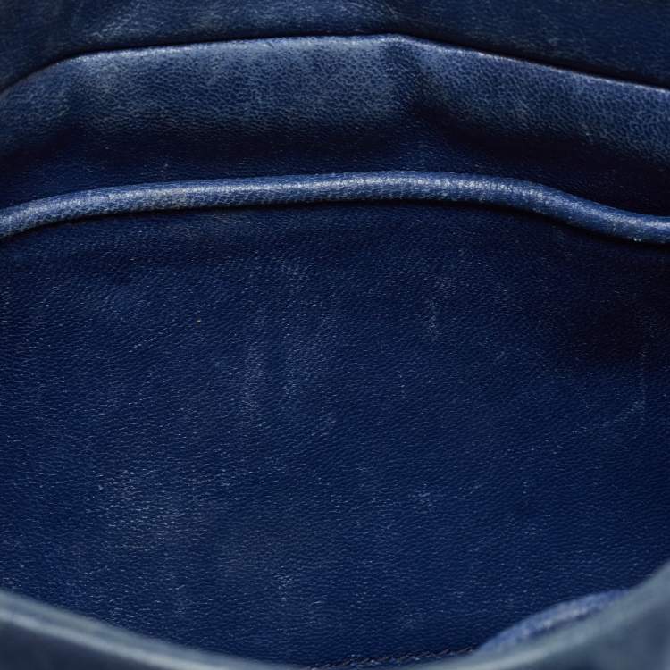 Pre Owned Miu Miu Blue Matelassé Leather Frame Clutch Bag