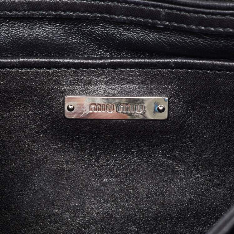 Pre Owned Miu Miu Yellow/Black Matelassé Leather Club Shoulder Bag