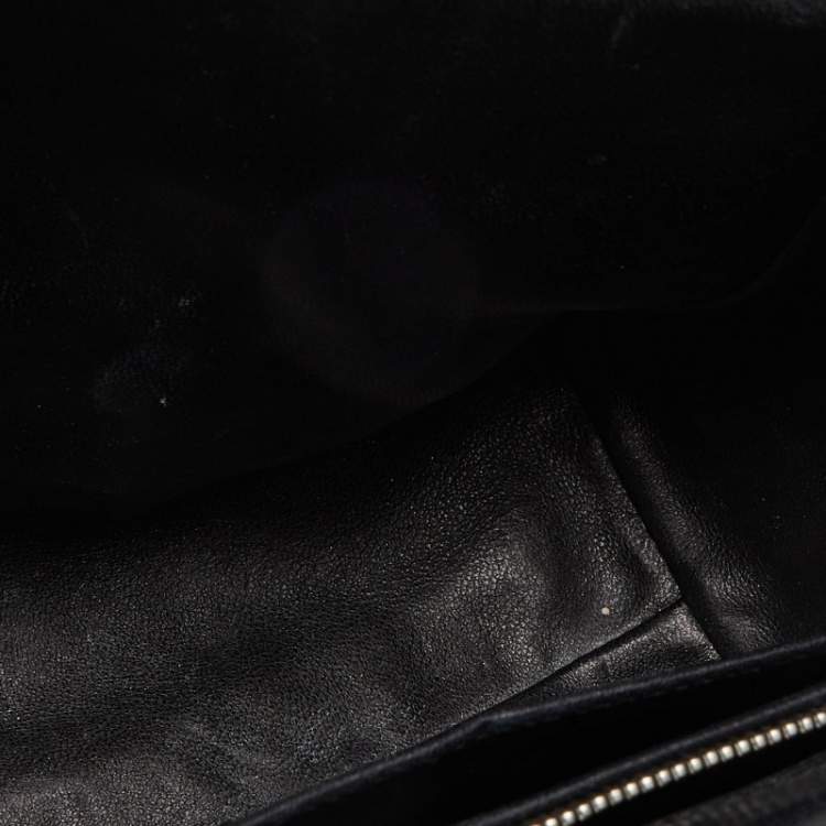 Pre Owned Miu Miu Black/Blue Matelasse Leather Top Handle Bag