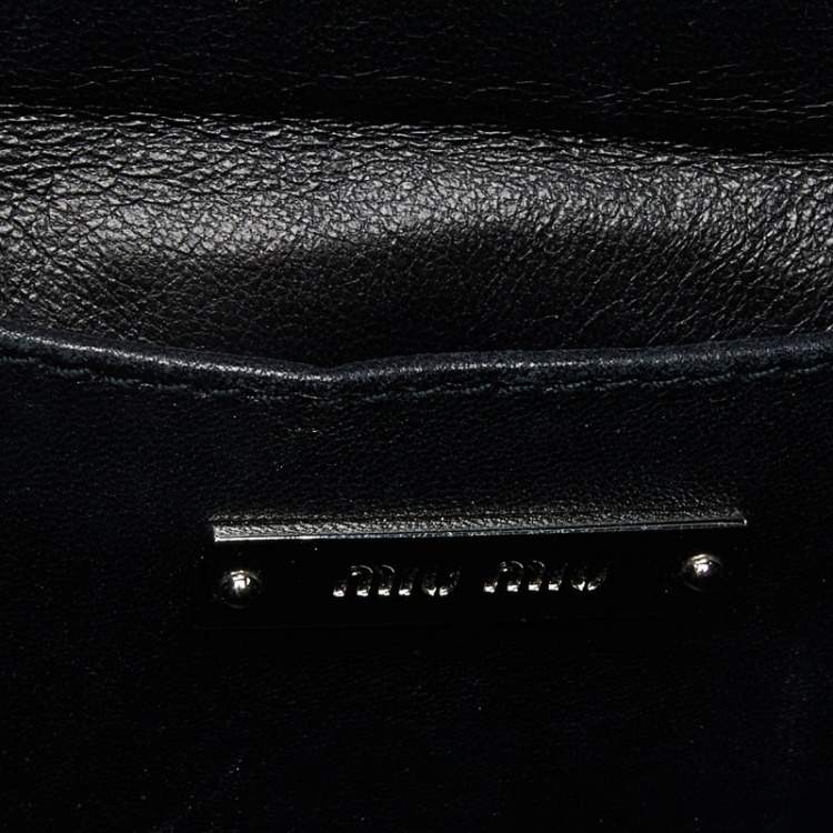 Pre Owned Miu Miu Black/Blue Matelasse Leather Top Handle Bag