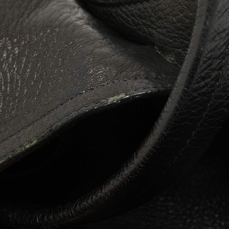 Pre Owned Miu Miu Black Leather Cervo Flap Hobo