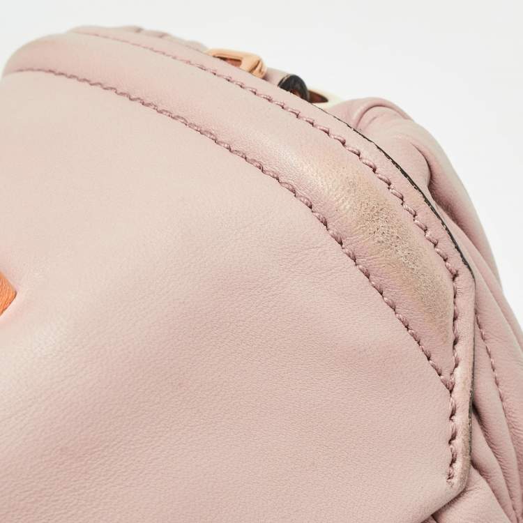 Pre Owned Miu Miu Old Rose Matelassé Leather Top Handle Bag