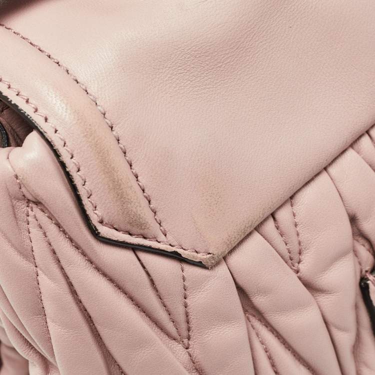Pre Owned Miu Miu Old Rose Matelassé Leather Top Handle Bag
