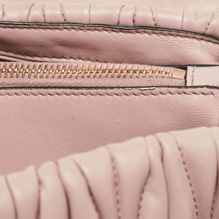 Pre Owned Miu Miu Old Rose Matelassé Leather Top Handle Bag