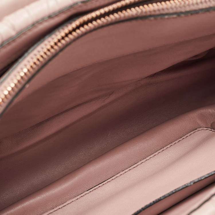 Pre Owned Miu Miu Old Rose Matelassé Leather Top Handle Bag