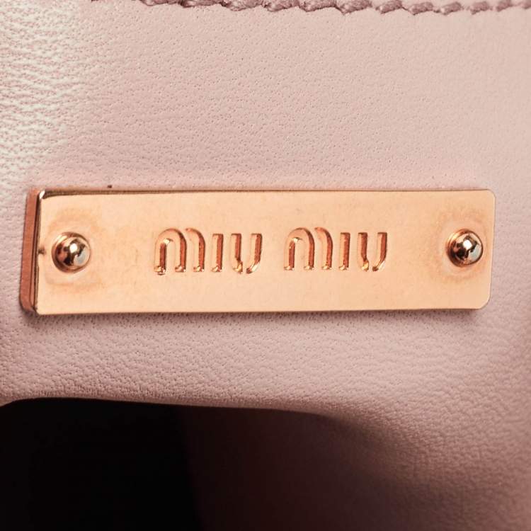 Pre Owned Miu Miu Old Rose Matelassé Leather Top Handle Bag