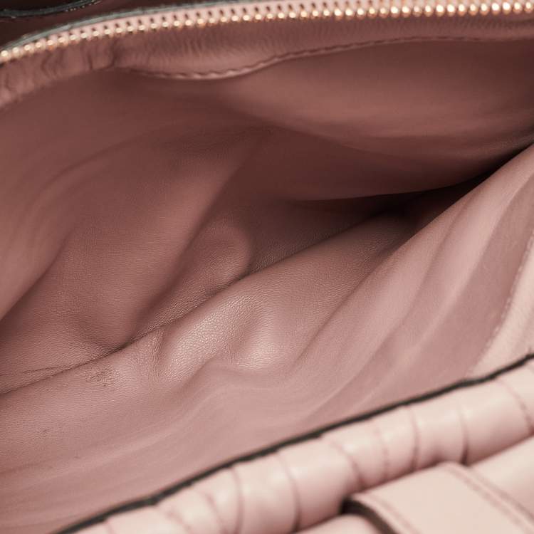 Pre Owned Miu Miu Old Rose Matelassé Leather Top Handle Bag