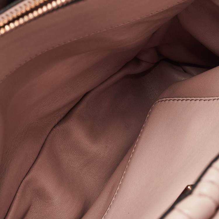Pre Owned Miu Miu Old Rose Matelassé Leather Top Handle Bag