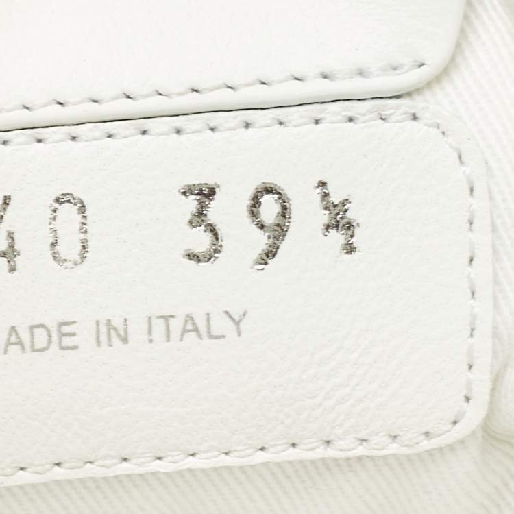 Pre Owned Miu Miu White Knit Fabric Lace Up Sneakers Size 39.5