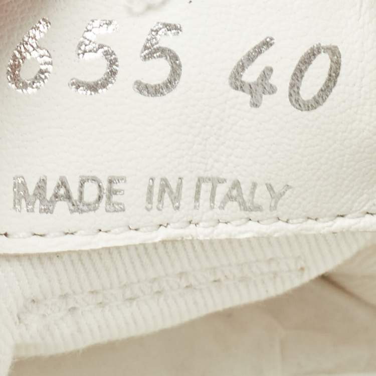 Pre Owned Miu Miu White Canvas Crystal-studded Gabardine Cotton Sneakers Size 40