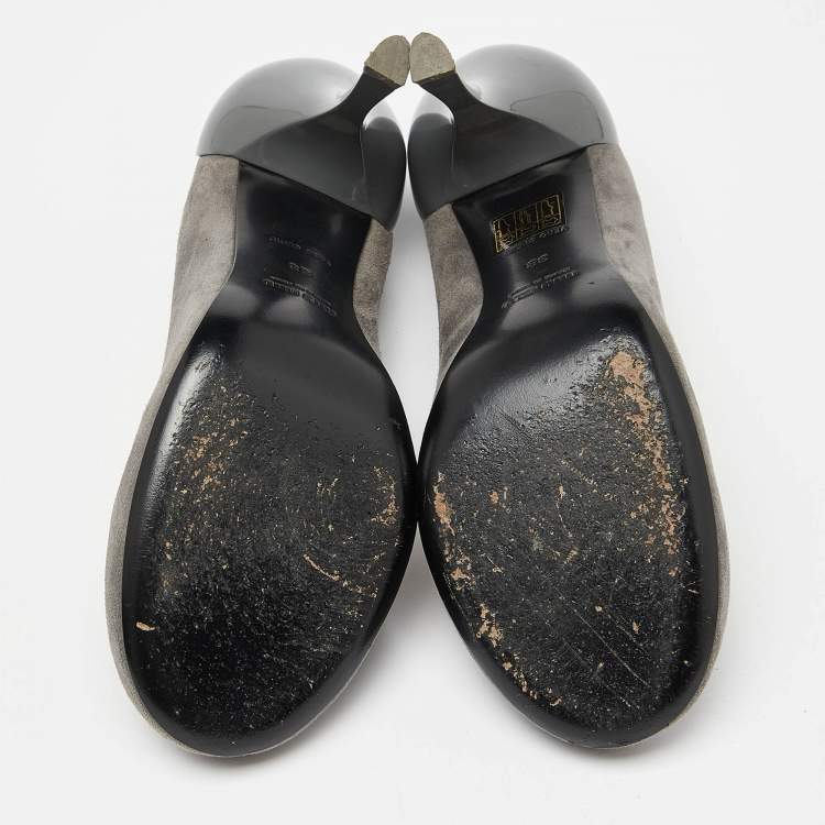 Pre Owned Giuseppe Zanotti Grey Suede Round Toe Pumps Size 38