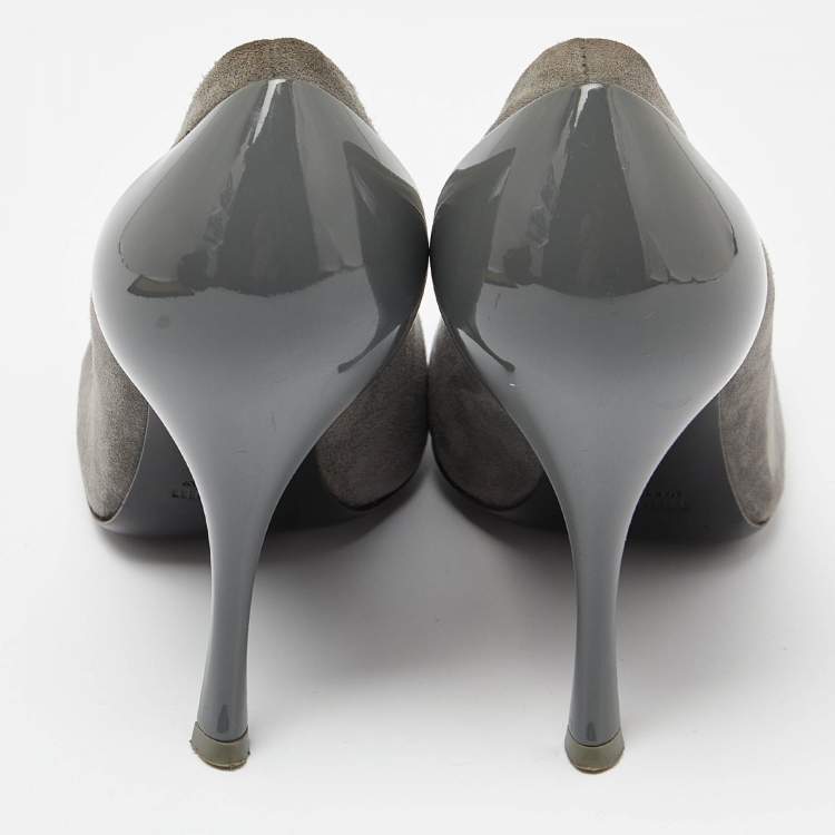 Pre Owned Giuseppe Zanotti Grey Suede Round Toe Pumps Size 38