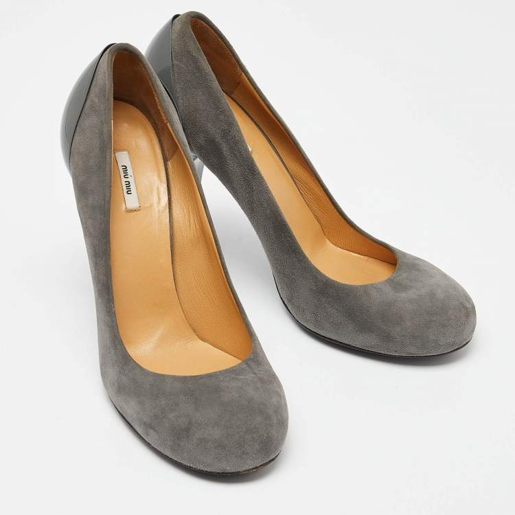 Pre Owned Giuseppe Zanotti Grey Suede Round Toe Pumps Size 38