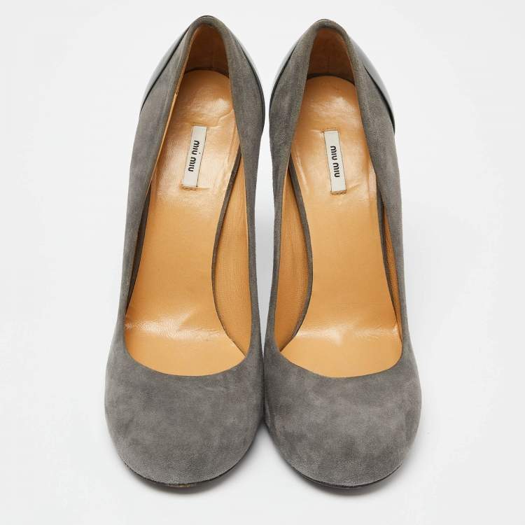 Pre Owned Giuseppe Zanotti Grey Suede Round Toe Pumps Size 38
