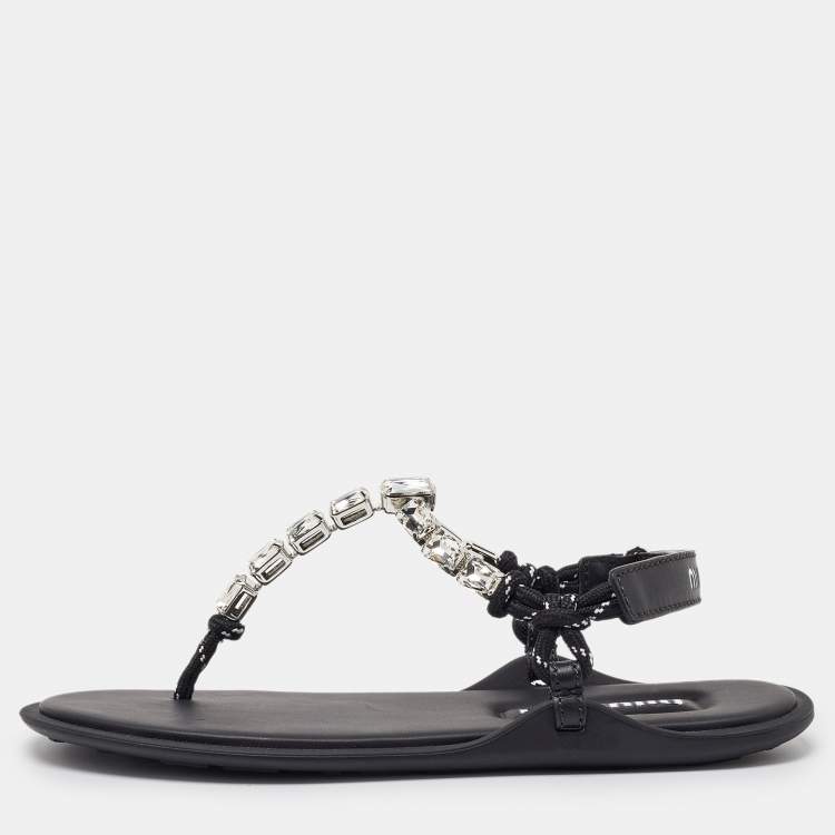 サンダル・ミュール MIUMIU CORD THONG SANDALS WITH CRYSTALS MIU MIU CORD THONG SANDALS WITH CRYSTALS (RUNWAY) (MiuMiu
