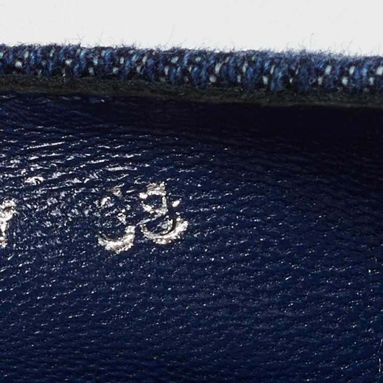 Pre Owned Miu Miu Blue Denim Crystal Embellished Cap Toe Platform Espadrilles Size 38