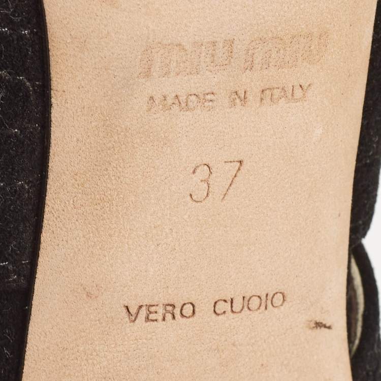 Pre Owned Miu Miu Black Suede Cut Out Pumps Size 37