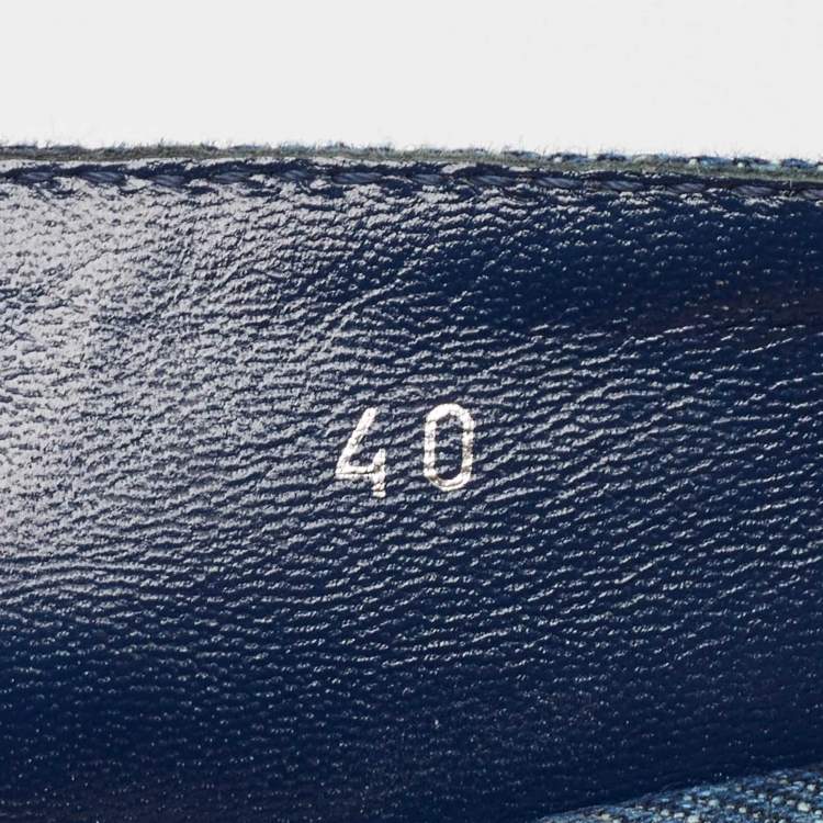 Pre Owned Miu Miu Blue Denim Crystal Embellished Platform Espadrilles Size 40
