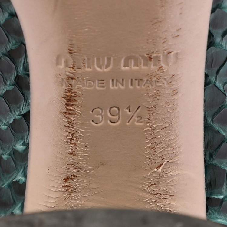Pre Owned Miu Miu Green/Red Python and Patent Leather Mary Jane Pumps Size 39.5
