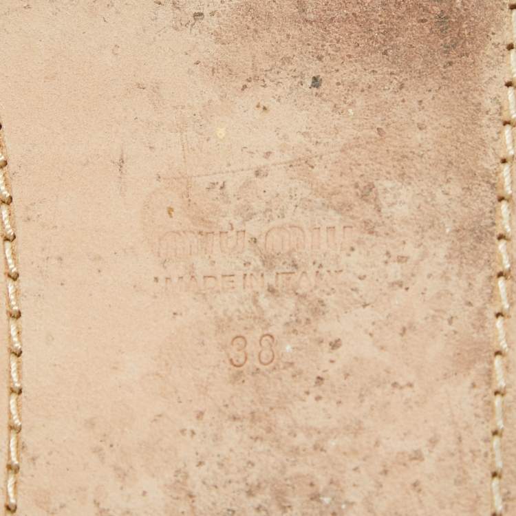Pre Owned Miu Miu Purple/Gold Brocade Fabric Flat Slides Size 38