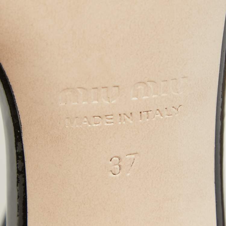 Pre Owned Miu Miu Black Patent Leather Crystal Embellished Ankle Strap Sandals Size 37