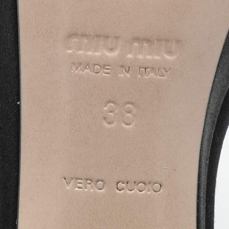 Pre Owned Miu Miu Black Satin Crystal Embellished Platform Ankle Strap Sandals Size 38