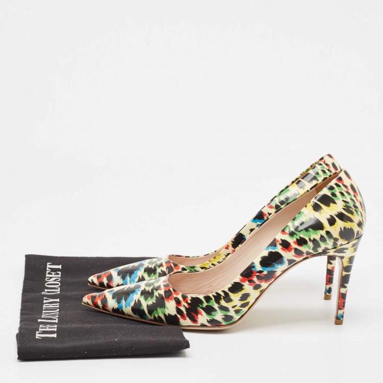Pre Owned Miu Miu Multicolor Patent Leather Pointed Toe Pumps Size 40