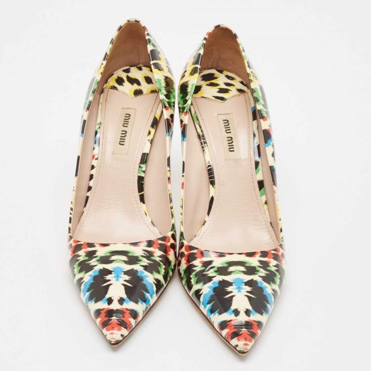 Pre Owned Miu Miu Multicolor Patent Leather Pointed Toe Pumps Size 40