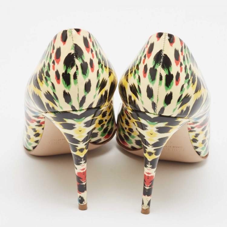 Pre Owned Miu Miu Multicolor Patent Leather Pointed Toe Pumps Size 40