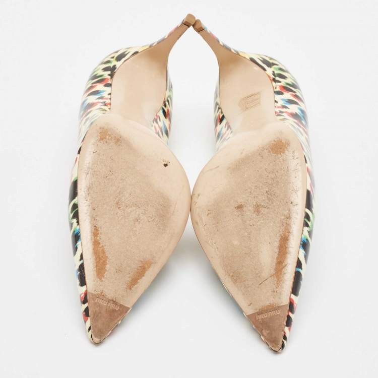 Pre Owned Miu Miu Multicolor Patent Leather Pointed Toe Pumps Size 40