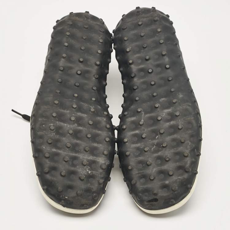 Pre Owned Miu Miu Black Fabric and Patent Lace Up Sneakers Size 38.5