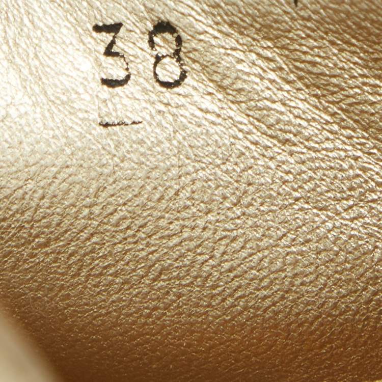 Pre Owned Miu Miu Gold Glitter Espadrille Platform Slide Sandals Size 38