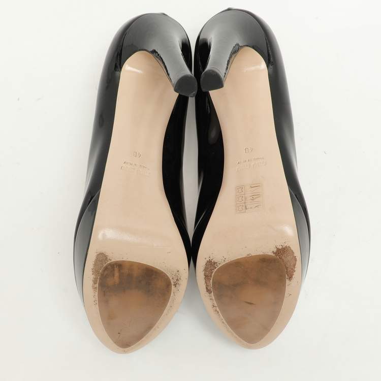 Pre Owned Miu Miu Black Patent Leather Platform Pumps Size 40