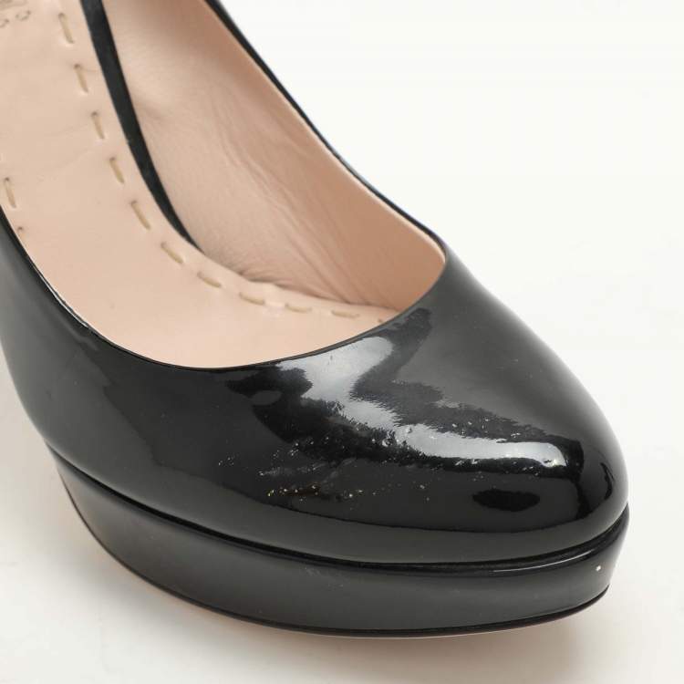 Pre Owned Miu Miu Black Patent Leather Platform Pumps Size 40